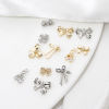 Picture of Eco-friendly Brass Clothes Charms Real Gold Plated Bowknot Clear Cubic Zirconia