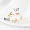 Picture of Eco-friendly Brass Clothes Charms Real Gold Plated Bowknot Clear Cubic Zirconia