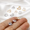 Picture of Eco-friendly Brass Valentine's Day Charms Real Gold Plated Heart Clear Cubic Zirconia