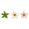 Picture of Eco-friendly Brass Charms 18K Real Gold Plated Flower Enamel Orange-red Cubic Zirconia 18mm x 16mm
