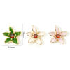 Picture of Eco-friendly Brass Charms 18K Real Gold Plated Flower Enamel Orange-red Cubic Zirconia 18mm x 16mm