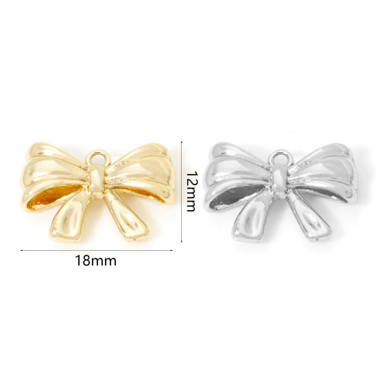 Image de 2 Pcs Breloques Vêtements en Laiton Respectueux de la Nature Nœuds Papillon Plaqué Or Véritable 18mm x 12mm