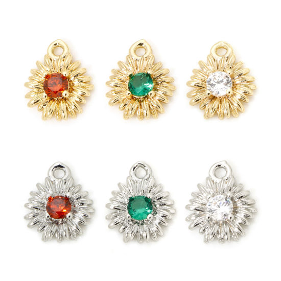 Immagine di 5 Pz Ecologico Ottone Ciondoli Fiore Margherita Vero Oro Placcato 9mm x 8mm