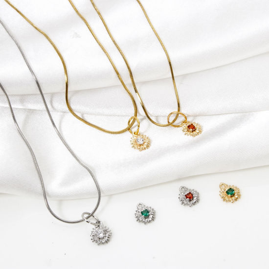 Immagine di 5 Pz Ecologico Ottone Ciondoli Fiore Margherita Vero Oro Placcato 9mm x 8mm