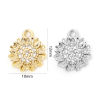 Picture of Eco-friendly Brass Mini Charm Tiny Charm Real Gold Plated Daisy Flower Clear Cubic Zirconia 12mm x 10mm