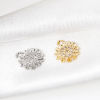 Picture of Eco-friendly Brass Mini Charm Tiny Charm Real Gold Plated Daisy Flower Clear Cubic Zirconia 12mm x 10mm