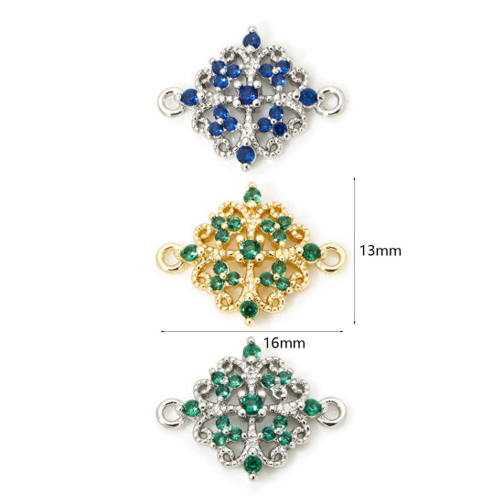 Immagine di 2 Pz Ecologico Ottone Stile del Carattere della Corte Reale Pendenti Charms Connettori Accessori Rombo Pizzo Disegno Vero Oro Placcato Filigrana 16mm x 13mm