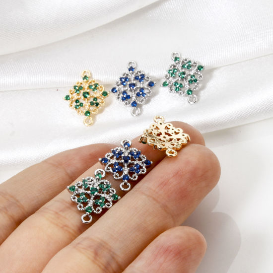 Immagine di 2 Pz Ecologico Ottone Stile del Carattere della Corte Reale Pendenti Charms Connettori Accessori Rombo Pizzo Disegno Vero Oro Placcato Filigrana 16mm x 13mm