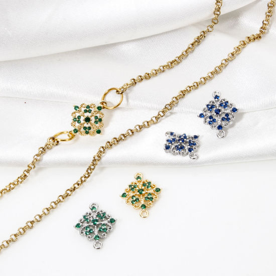 Immagine di 2 Pz Ecologico Ottone Stile del Carattere della Corte Reale Pendenti Charms Connettori Accessori Rombo Pizzo Disegno Vero Oro Placcato Filigrana 16mm x 13mm
