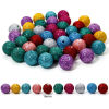 Picture of Acrylic Christmas Beads For DIY Jewelry Making Multicolor Round Glitter About 16mm Dia.