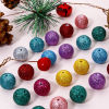 Picture of Acrylic Christmas Beads For DIY Jewelry Making Multicolor Round Glitter About 16mm Dia.