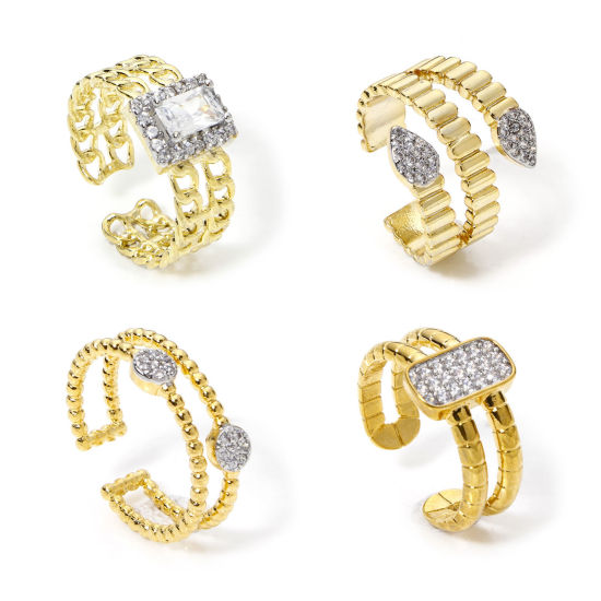 Picture of Eco-friendly Ins Style Stylish 18K Real Gold Plated & Real Platinum Plated Brass Open Micro Pave Rings For Women