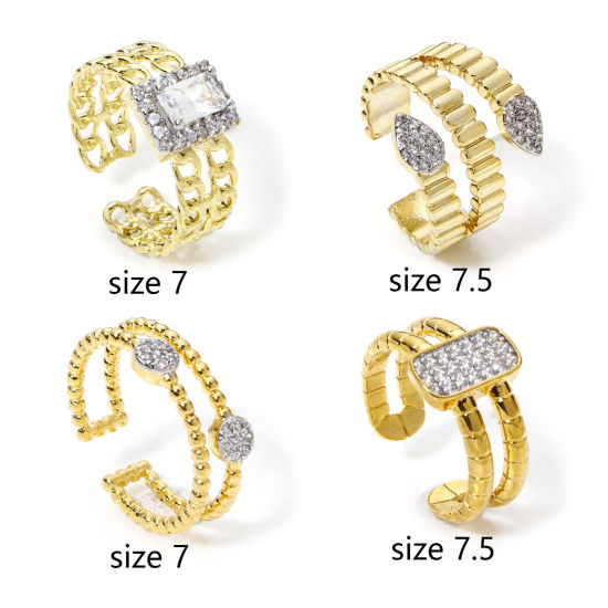 Picture of Eco-friendly Ins Style Stylish 18K Real Gold Plated & Real Platinum Plated Brass Open Micro Pave Rings For Women