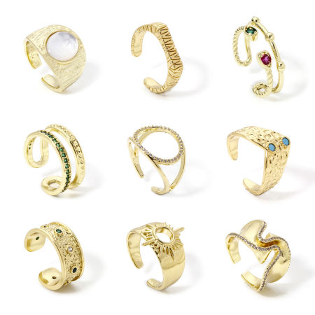 Eco-friendly Ins Style Stylish 18K Real Gold Plated Brass Open Rings For Women
