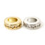 Picture of Brass Spacer Beads For DIY Bracelet Jewelry Making Findings Multicolor Flat Round Clear Cubic Zirconia About 8mm Dia., Hole: Approx 4mm