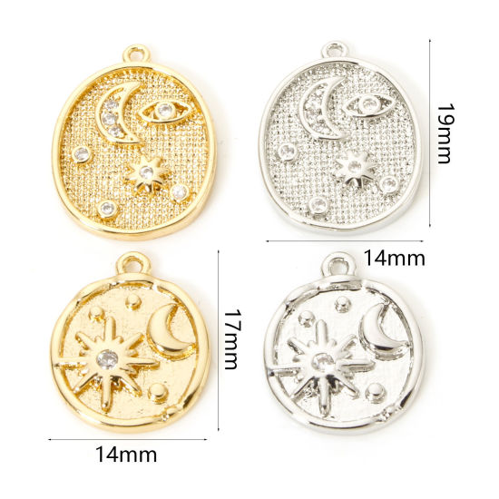 Picture of Brass Galaxy Charms Multicolor Sun Moon Clear Cubic Zirconia