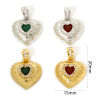 Изображение 2 ШТ Латунь День святого Валентина Подвески Сердце Разноцветный Текстура Бижутерия усыпанная мелким фианит Прозрачный Искусственный Циркон 20мм x 15мм