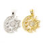 Picture of Brass Galaxy Charms Multicolor Half Moon Sun Micro Pave Clear Cubic Zirconia 25mm x 17.5mm