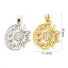 Imagen de 2 Unidades Latón Galaxia Colgantes Luna Media Multicolor Sol Micro Pave Claro Circón Artificial 25mm x 17.5mm