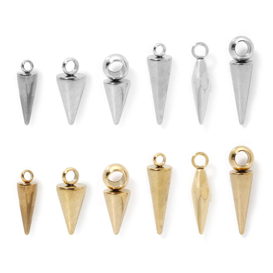 Picture of Eco-friendly Vacuum Plating 304 Stainless Steel Geometric Charms Multicolor Cone 3D