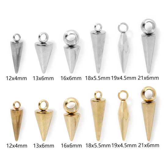 Picture of Eco-friendly Vacuum Plating 304 Stainless Steel Geometric Charms Multicolor Cone 3D