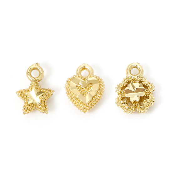 Image de 2 Pcs Breloques en Laiton Respectueux de la Nature Plaqué Or Véritable 18K A Facettes