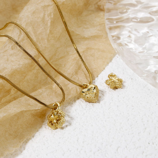 Image de 2 Pcs Breloques en Laiton Respectueux de la Nature Plaqué Or Véritable 18K A Facettes