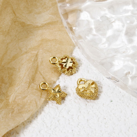 Image de 2 Pcs Breloques en Laiton Respectueux de la Nature Plaqué Or Véritable 18K A Facettes