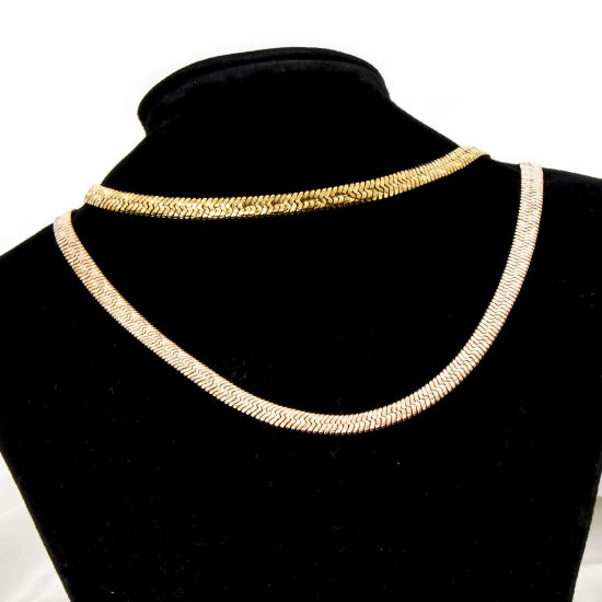 Picture of 304 Stainless Steel Flat Snake Chain Necklace For DIY Jewelry Making With Lobster Claw Clasp And Extender Chain 40cm(15.7") long, Chain Size: 5mm