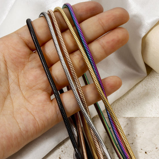Picture of 304 Stainless Steel Snake Chain Necklace For DIY Jewelry Making With Lobster Claw Clasp And Extender Chain 40cm(15.7") long, Chain Size: 3mm