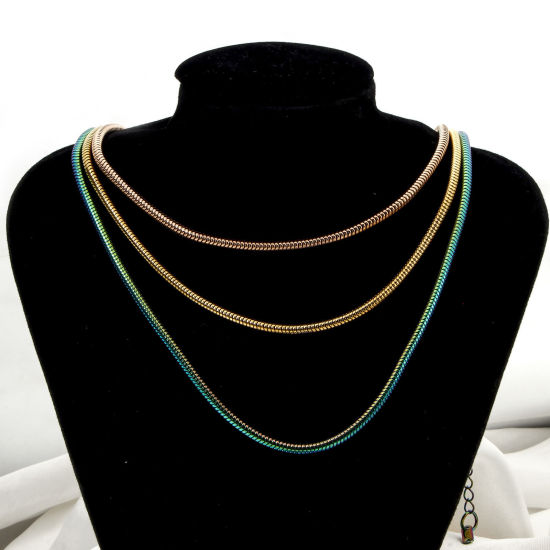 Picture of 304 Stainless Steel Snake Chain Necklace For DIY Jewelry Making With Lobster Claw Clasp And Extender Chain 40cm(15.7") long, Chain Size: 3mm