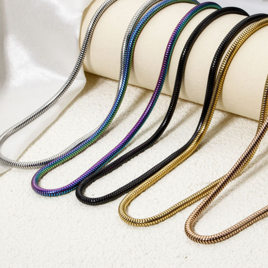 Picture of 304 Stainless Steel Snake Chain Necklace For DIY Jewelry Making With Lobster Claw Clasp And Extender Chain 40cm(15.7") long, Chain Size: 3mm