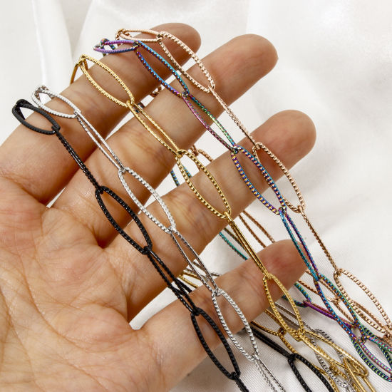 Image de 1 Pièce Colliers en 304 Acier Inoxydable Chaîne de Trombone avec Fermoir Mousqueton et Chaîne d'Extension 41cm long, Taille de Chaîne: 6mm