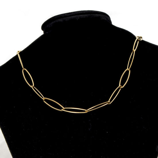 Image de 1 Pièce Colliers en 304 Acier Inoxydable Chaîne de Trombone avec Fermoir Mousqueton et Chaîne d'Extension 41cm long, Taille de Chaîne: 6mm