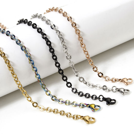 Imagen de 1 Unidad 304 Acero Inoxidable Cable Cadena Cruz Collares Con Broche de Langosta y Extensor Cadena 40cm longitud, Cadena: 4mm