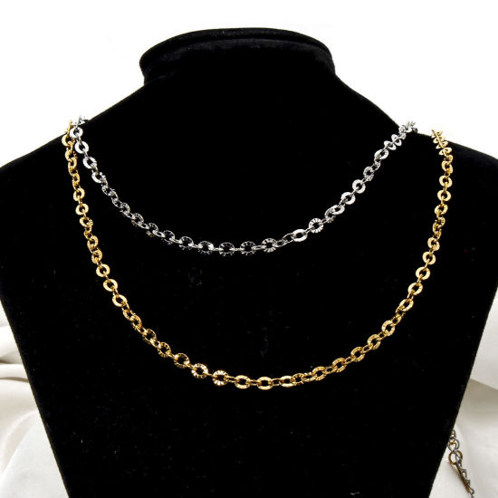 Imagen de 1 Unidad 304 Acero Inoxidable Cable Cadena Cruz Collares Con Broche de Langosta y Extensor Cadena 40cm longitud, Cadena: 4mm