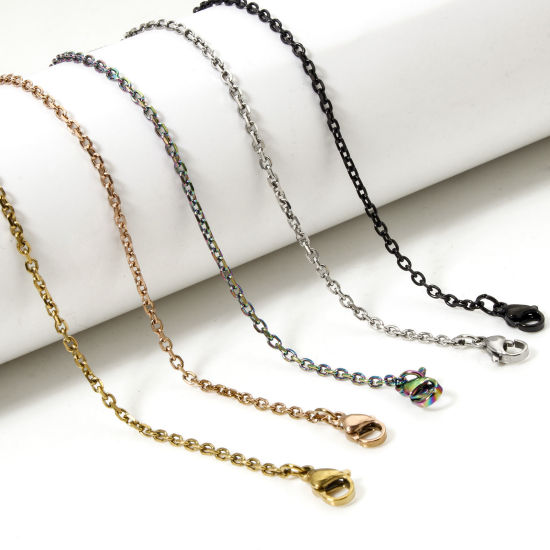 Immagine di 1 Pz 304 Acciaio Inossidabile Cavo Catena Collana Con Aragosta Fermagli Fibbia e Catena di Estensione 40cm Lunghezza, Dimensione della Catena 2.2mm