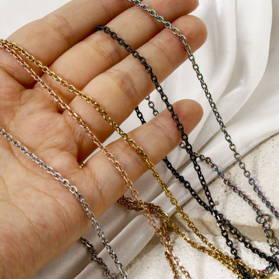 Immagine di 1 Pz 304 Acciaio Inossidabile Cavo Catena Collana Con Aragosta Fermagli Fibbia e Catena di Estensione 40cm Lunghezza, Dimensione della Catena 2.2mm