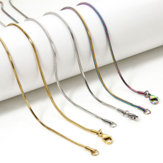 Image de 1 Pièce Colliers en 304 Acier Inoxydable Chaîne Maille Serpent avec Fermoir Mousqueton Taille de Chaîne: 1.5mm