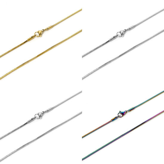 Image de 1 Pièce Colliers en 304 Acier Inoxydable Chaîne Maille Serpent avec Fermoir Mousqueton Taille de Chaîne: 1.5mm
