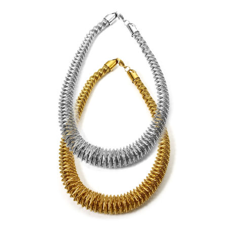 1 Unidad 304 Acero Inoxidable Collares Círculo Espiras 43cm longitud