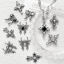 Bild von Zinklegierung Gotisch Charms Metallschwarz Schmetterling Kreuz Transparent Strass
