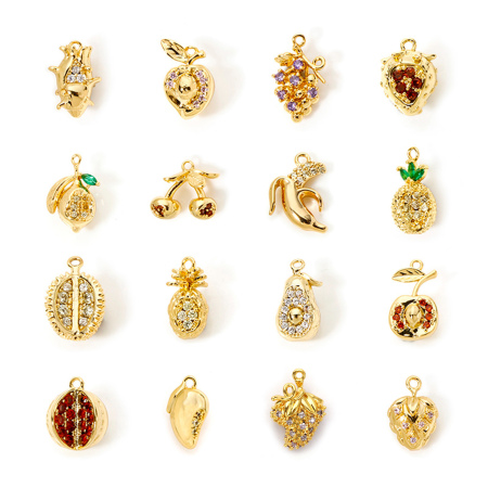 Messing Charms 18K Vergoldet Obst 3D Bunt Zirkonia Messing Charms 18K Vergoldet Obst 3D Bunt Zirkonia