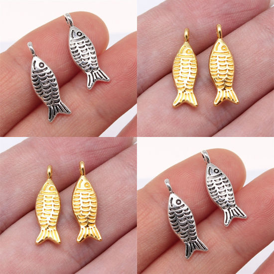 Picture of Zinc Based Alloy Ocean Jewelry Charms Multicolor Fish Animal 20mm x 6mm