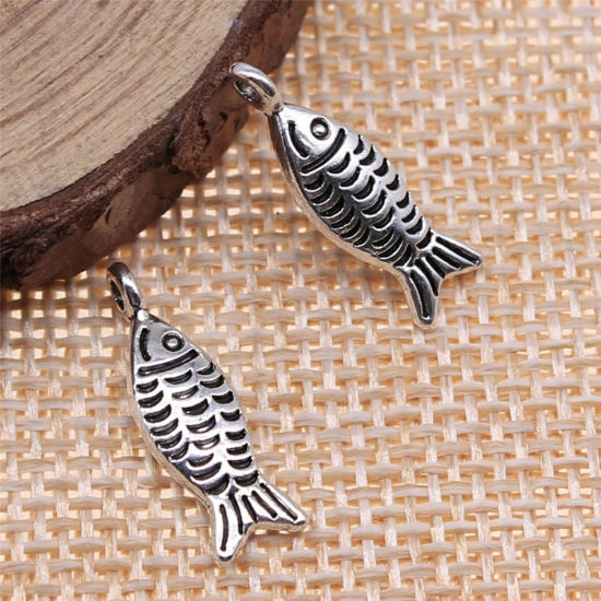 Picture of Zinc Based Alloy Ocean Jewelry Charms Multicolor Fish Animal 20mm x 6mm