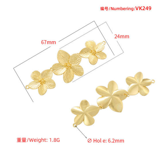Immagine di 1 Pz Ottone Pendenti Charms Connettori Accessori Fiore Multicolore 6.7cm x 2.4cm