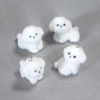 Picture of Acrylic 3D Pendants Dog Animal Silver Tone White Flocking
