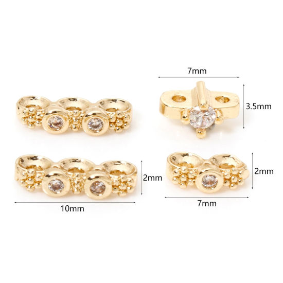 Imagen de 5 Unidades Respetuoso del Medio Ambiente Latón Perlas Espaciadoras para Hacer Pulseras DIY Hallazgos para Hacer Joyas 14K Oro Real Chapado Claro Circón Artificial