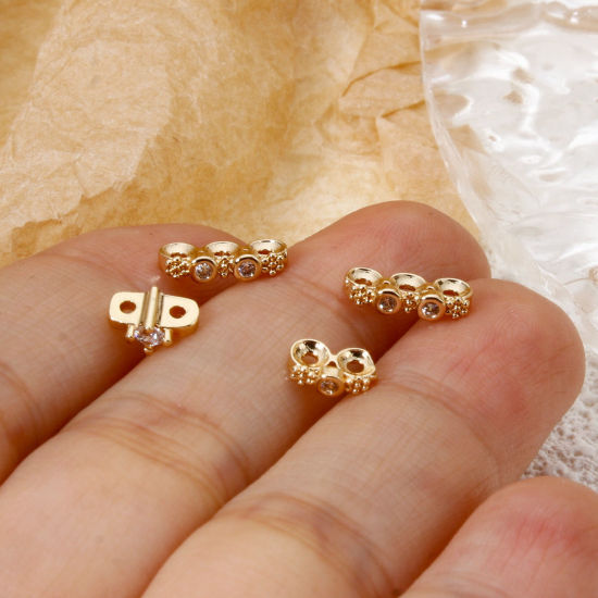 Imagen de 5 Unidades Respetuoso del Medio Ambiente Latón Perlas Espaciadoras para Hacer Pulseras DIY Hallazgos para Hacer Joyas 14K Oro Real Chapado Claro Circón Artificial