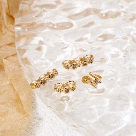 Imagen de 5 Unidades Respetuoso del Medio Ambiente Latón Perlas Espaciadoras para Hacer Pulseras DIY Hallazgos para Hacer Joyas 14K Oro Real Chapado Claro Circón Artificial